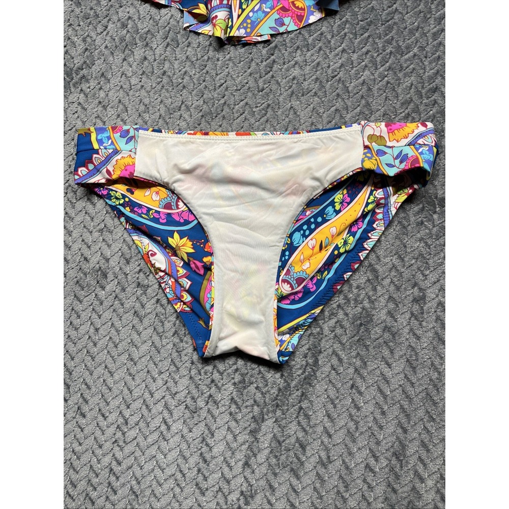 Trina Turk Blue Multicolor Ruffle Off-Shoulder Bikini Set - Picture 6 of 15
